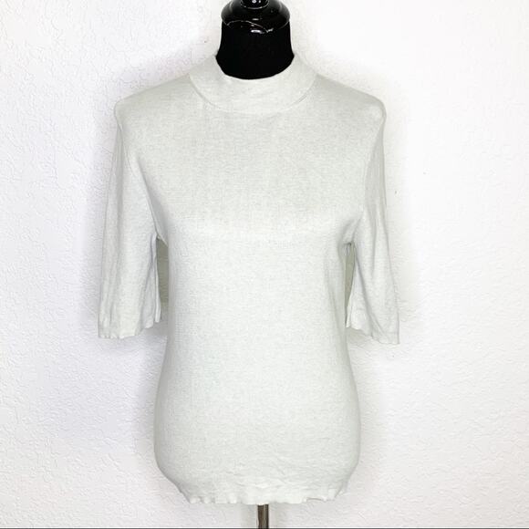Tory Burch light green mock turtleneck short sleeve sweater size XL - Picture 1 of 14